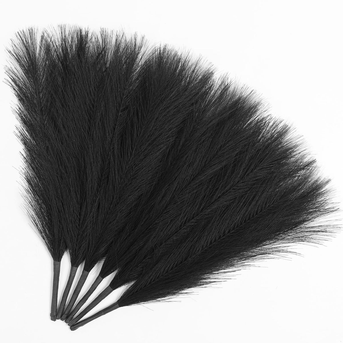 UREYMX Faux Pampas Grass Decor 17.7 Inch 30pcs, Artificial Pampas Grass Fluffy Home Decor, Short Vase Room Decor pompous Grass Flower Arrangement for Boho Home Wedding Decoration (Black,White,Grey)