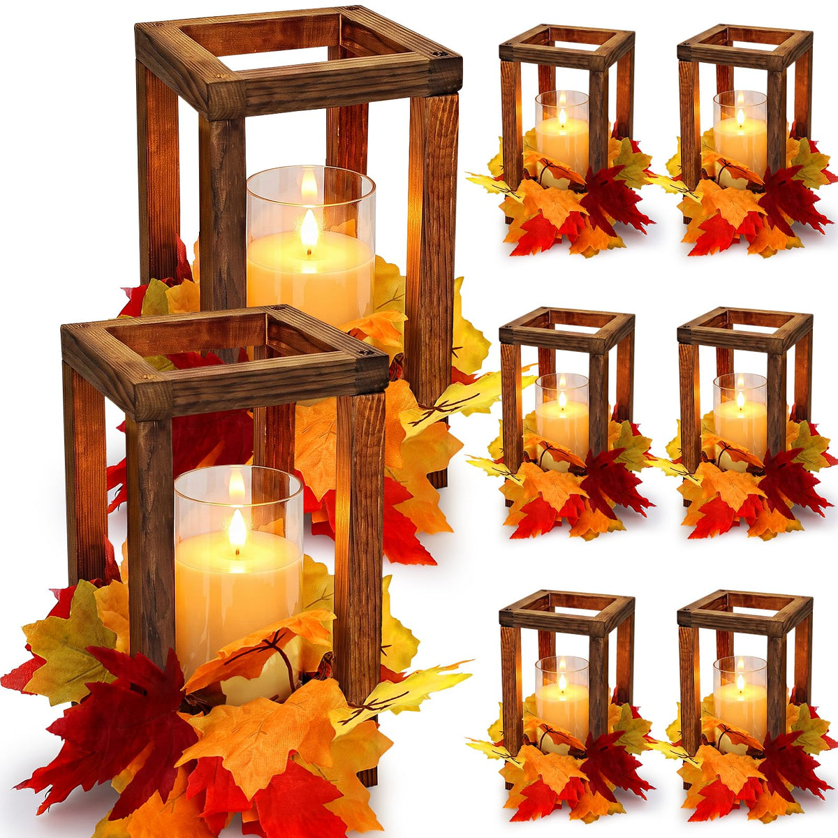 18 Pcs Wooden Lantern Centerpiece for Table Decor
