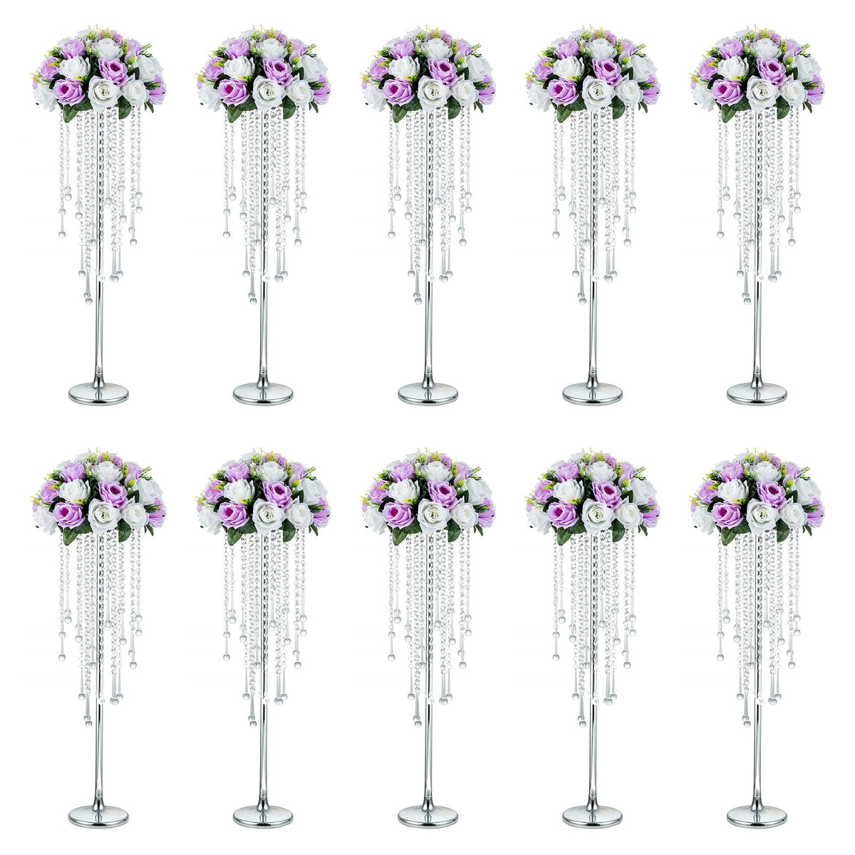 NUPTIO Tall Gold Centerpiece for Table, Metal, 21.7", 10 Pcs