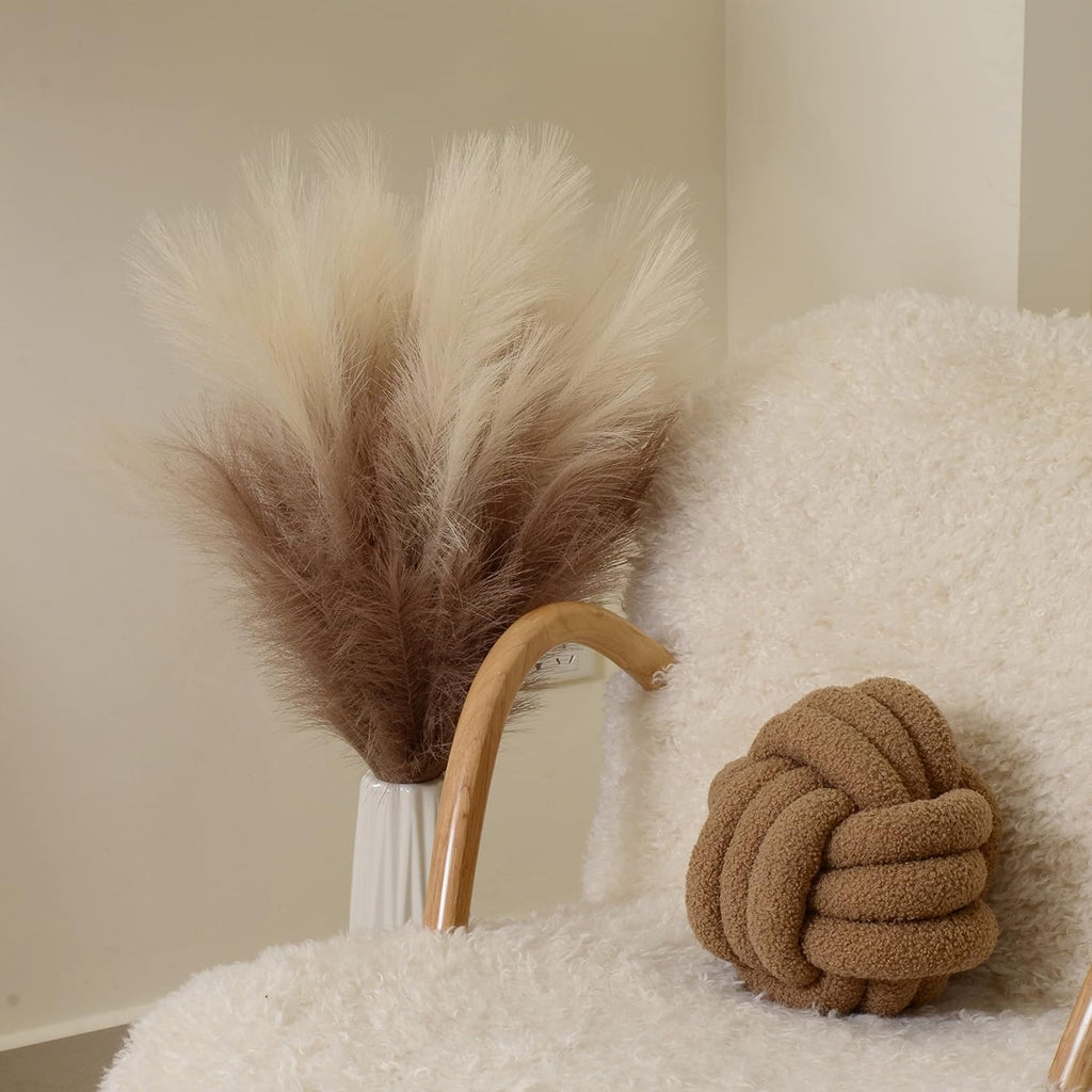 PERFNIQUE Faux Pampas Grass, 9PCS Pompas, Large Pompas Grass, 38'' Tall Pampas Grass for Floor Vase, Pampas Grass Decor Tall for Vase Fillers, Boho Rustic Farmhouse Home Decor(Natural Beige)