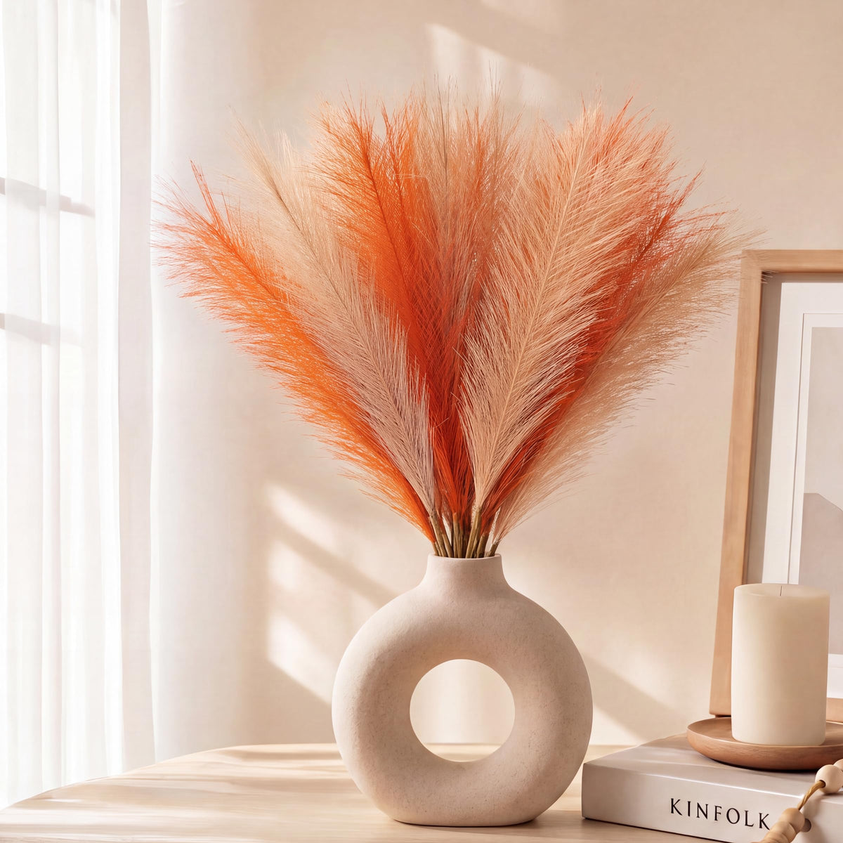 30Pcs Black Pampas Grass Decor, 22'' Fluffy Faux Pampas Grass Branches for Vase Fillers, Short Artificial Pompous Feathers for Home Room Centerpieces Wedding Gothic Decor
