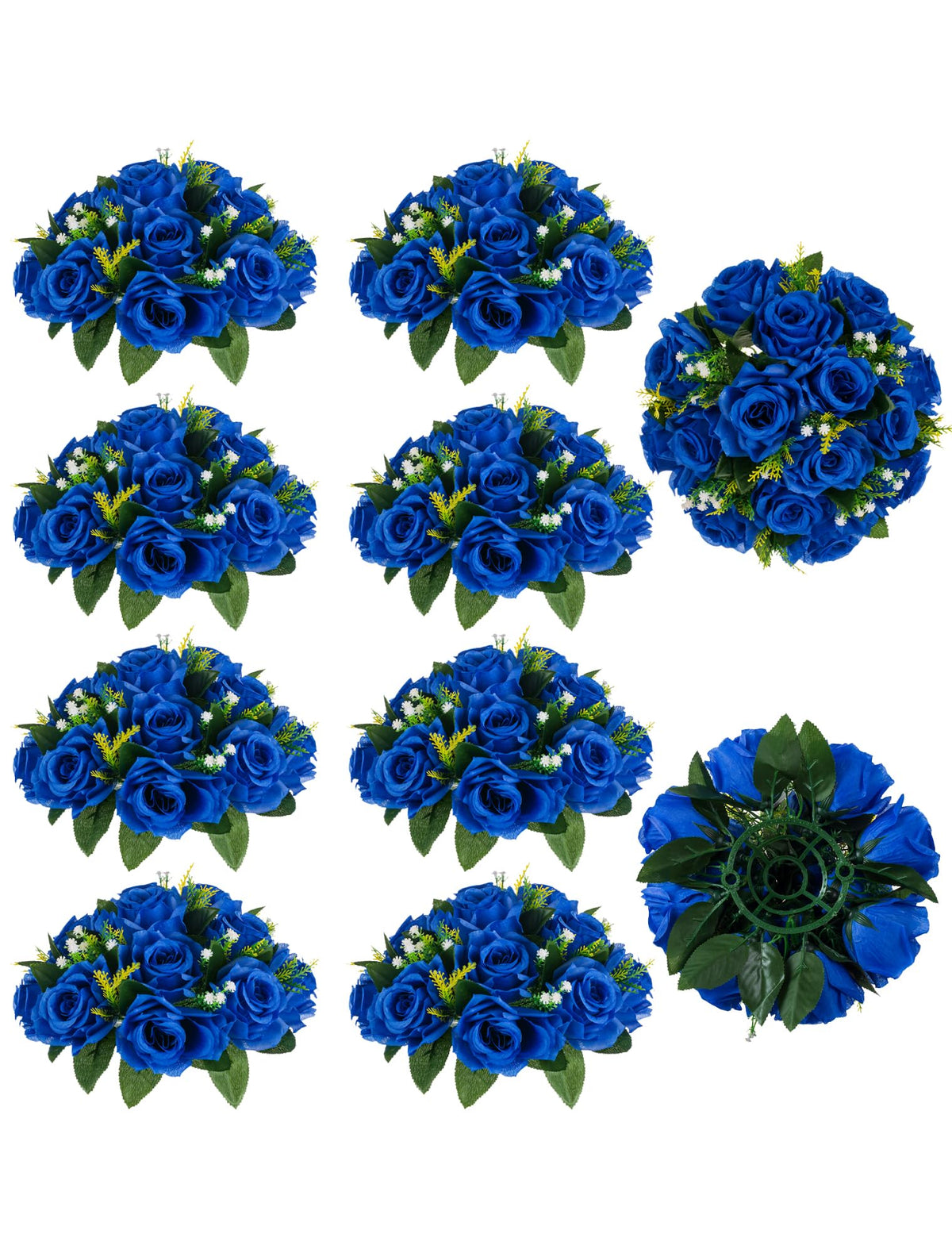 BLOSMON Faux Flower Centerpieces for Wedding Tables, 10 Pcs, Crimson Red