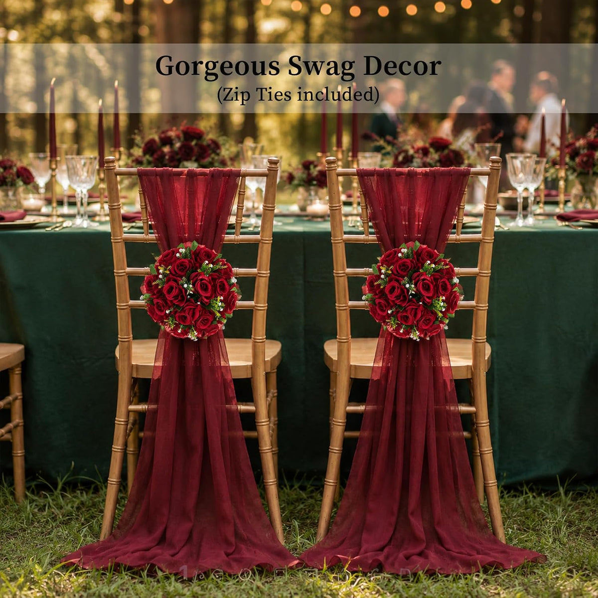 BLOSMON Faux Flower Centerpieces for Wedding Tables, 10 Pcs, Crimson Red