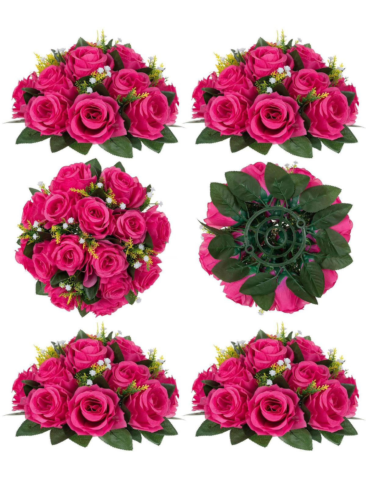 BLOSMON Faux Flower Centerpieces for Wedding Tables, 10 Pcs, Crimson Red