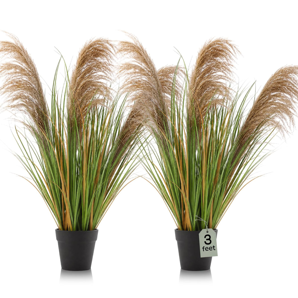 Jexine 2 Pcs Pampas Grass Potted Plants 4 ft Tall Artificial Grass Potted Artificial Greenery Floor Plants Tall in Pot for Housewarming Gift House Garden Bathroom Lobby Outdoor Decoration (Fall)