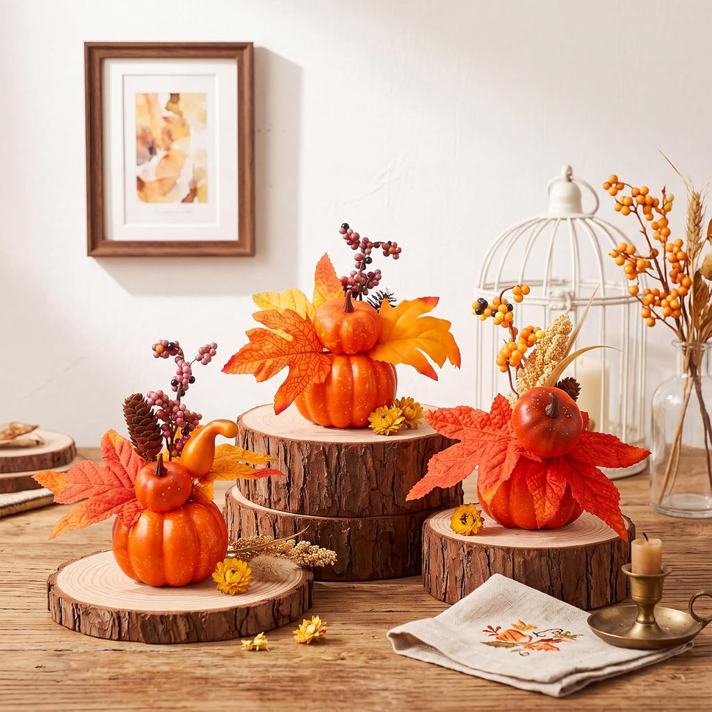 Canlierr 6 Pcs Small Fall Pumpkin Table Centerpiece with Artificial Flower