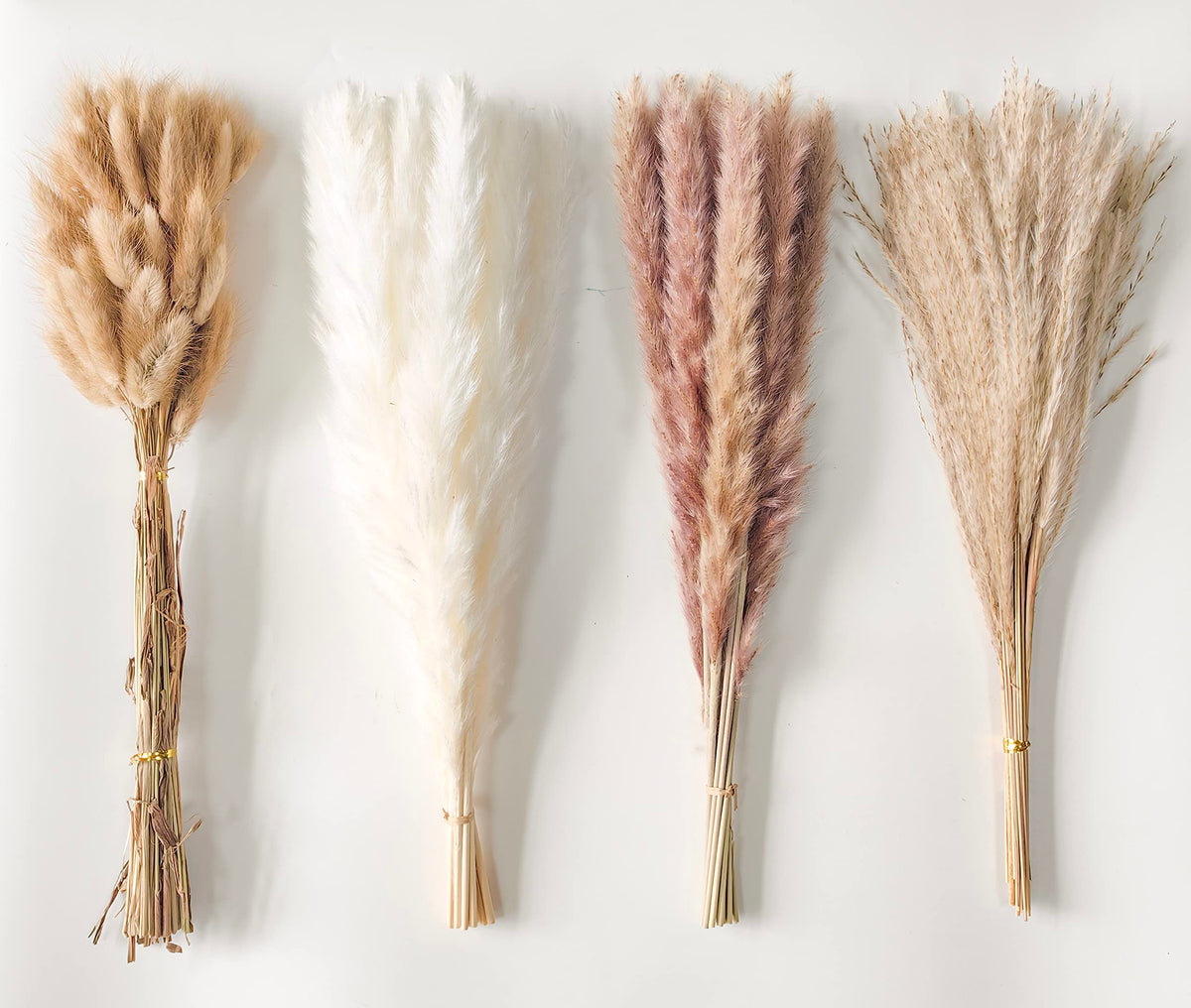 30 Pcs White Pampas Grass ,17 inch/45 cm Natural Dried Pampas Grass Branches Decor for Home Kitchen Garden Party Photographing Flower Arrangement Vase Decor（White