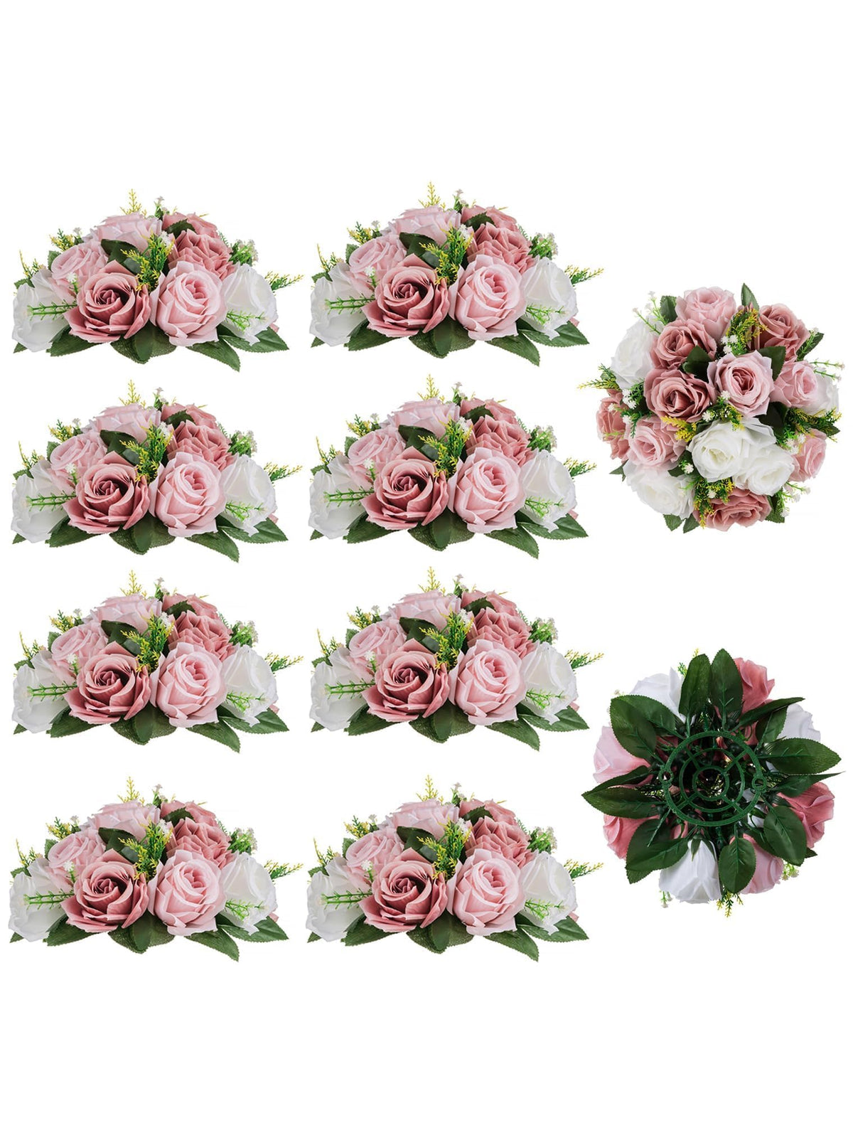 BLOSMON Dusty Pink Flower Centerpieces for Wedding: 10 Pcs, Faux Roses