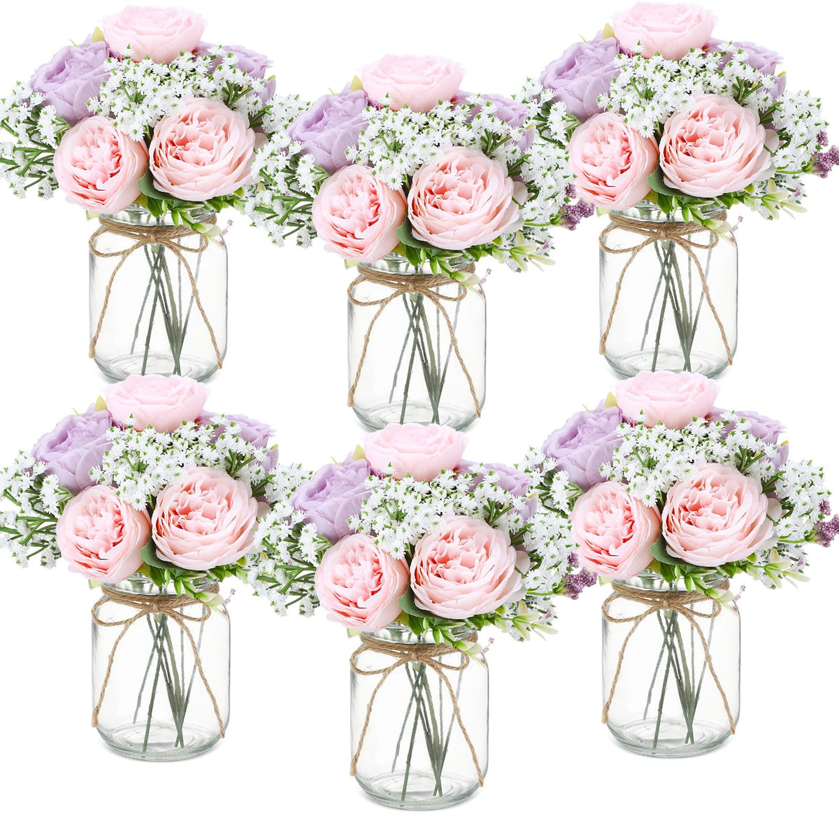 Zeyune 12 Sets Mason Jar Flowers Centerpiece Table Decorations,Green