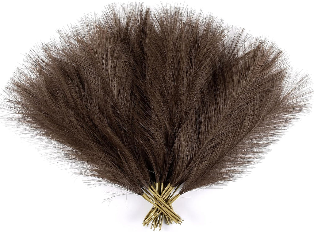 30PCS Dark Brown Faux Pampas Grass 17" for Vase Filler
