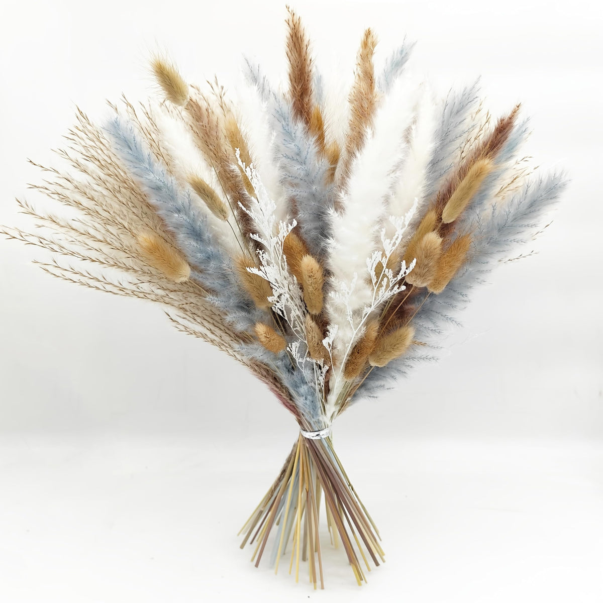Natural Dried Flower Bouquet - 17" Boho Style Mixed Pampas Grass