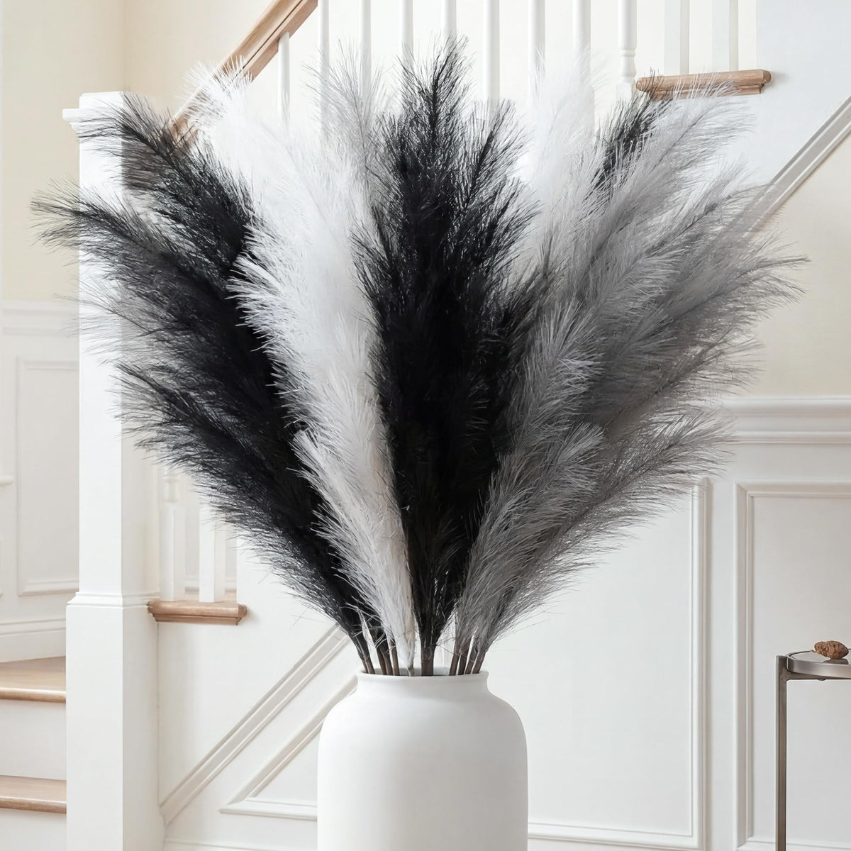 ZIFTY Faux Pampas Grass Decor 17" 6Pcs Handmade Flower Boho Decor Beige
