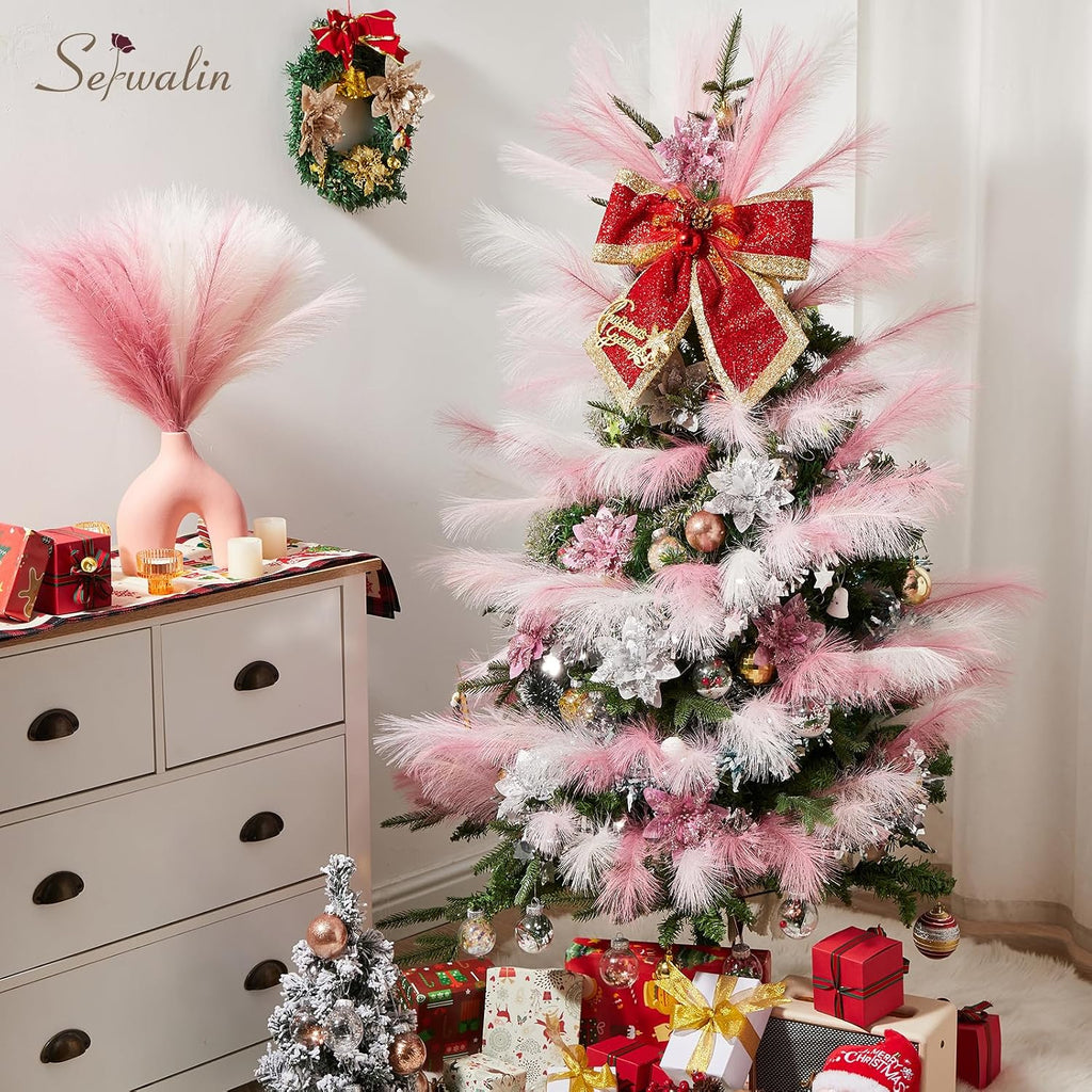 Serwalin 60PCS 17.7" Pink Pampas Grass Boho Feathers Decor for Home Decor