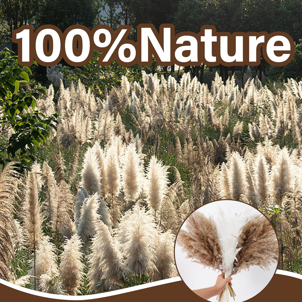 40PCS Tall Pampas Grass Stems 17" for Floor Vase Decor
