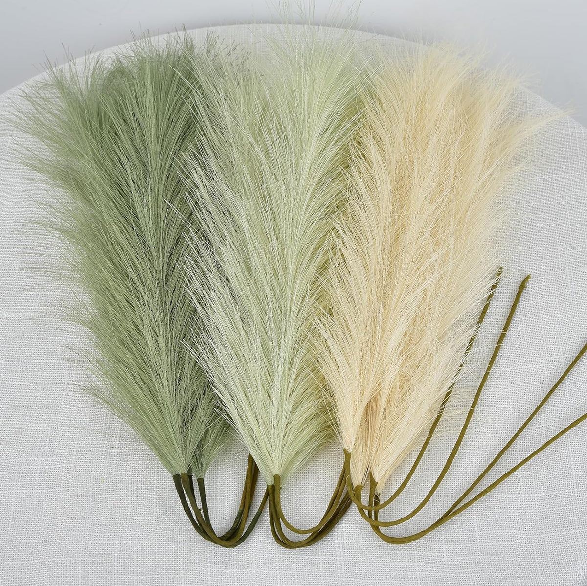 LSKYTOP Green Pampas Grass Decor,23Inch 12pcs Faux Pampas Grass Bouquets Artificial Pampas Fake Pampas Flower for Home Living Room Bedroom Vase Decor