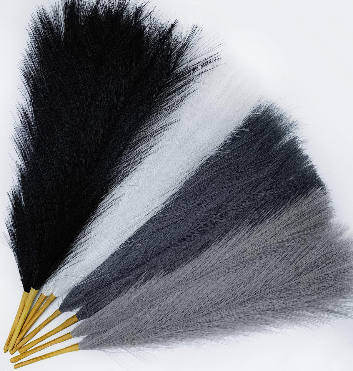SeptCat 9 Pcs 45" Faux Dried Pampas Grass Tall Decor, Fluffy Fake Long Pompas Artificial Black Grey Gray Pompous Stems Bouquet Flower Arrangement Vase Filler for Boho Home Wedding Decoration