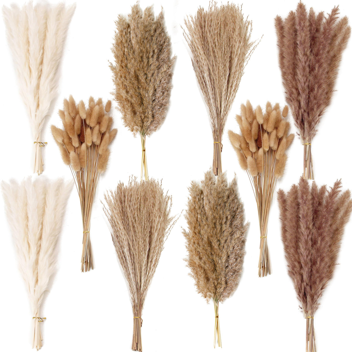 10 PCS 40" Tall Pampas Grass Stems in Natural Beige, Add a Boho Touch to Your Space—Pompas Grass Ideal for Floral Arrangements, Floor Vases, Weddings, and Creating a Bohemian Ambiance at Home.