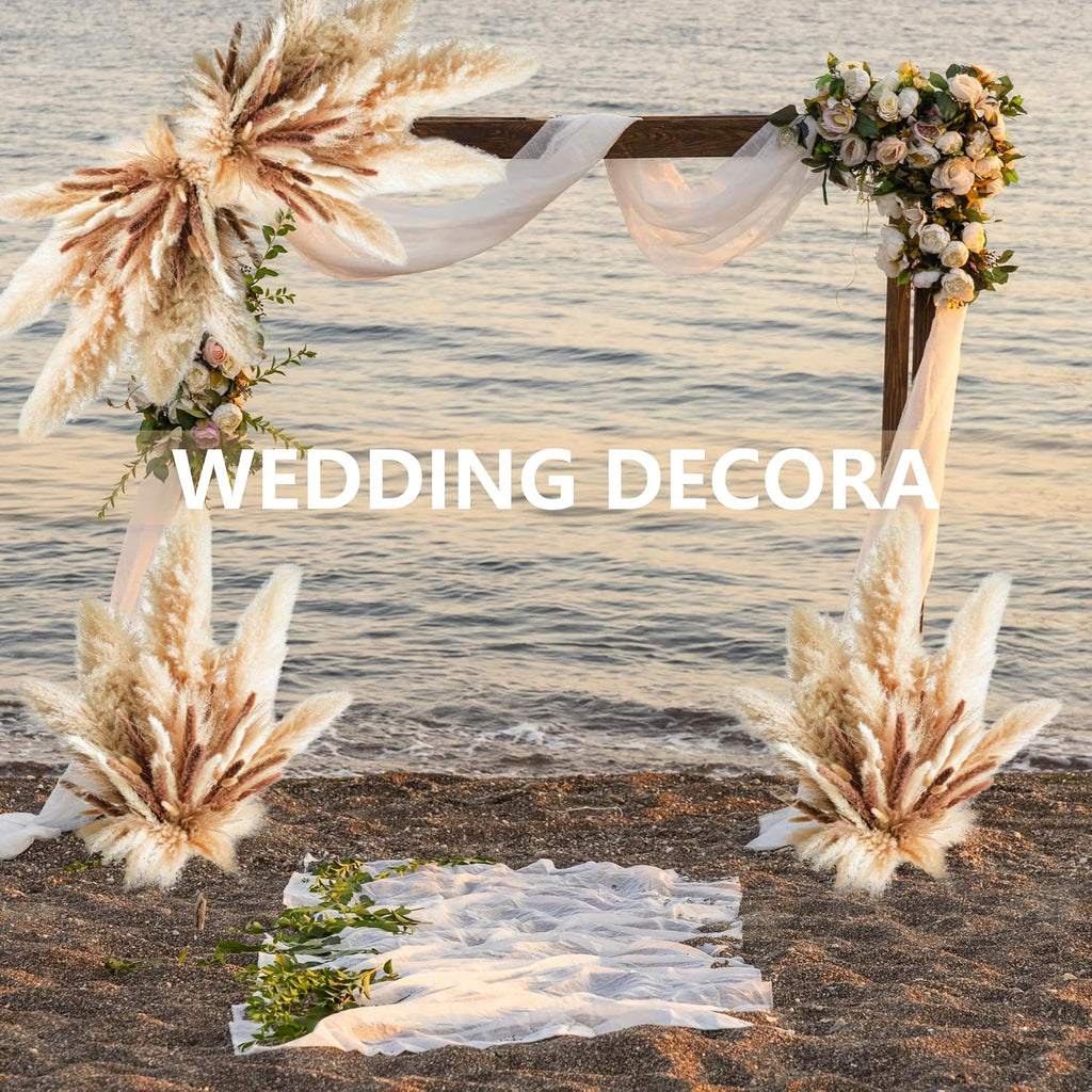 Decorative Tall Pampas Grass for Floor Vase – Premium Large Pampas Grass Decor Tall, 17"-40" Pampas Grass Stems, Dried Pampas Grass Decor Tall, Natural Pampas Grass with Beige Decor and Boho Feathers