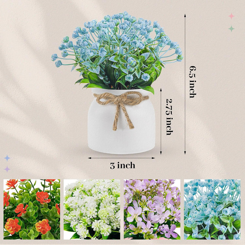 Der Rose 4 Pack Fake Flowers Artificial Plants in Pots, Table Home Decor