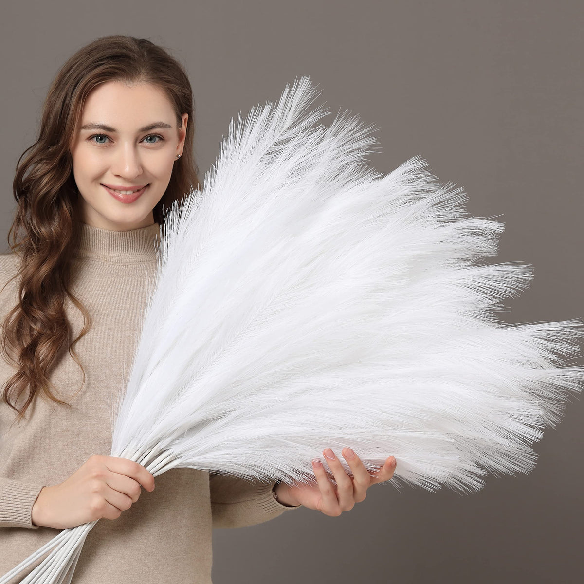 PERFNIQUE Faux Pampas Grass, 9PCS Pompas, Large Pompas Grass, 38'' Tall Pampas Grass for Floor Vase, Pampas Grass Decor Tall for Vase Fillers, Boho Rustic Farmhouse Home Decor(Natural Beige)