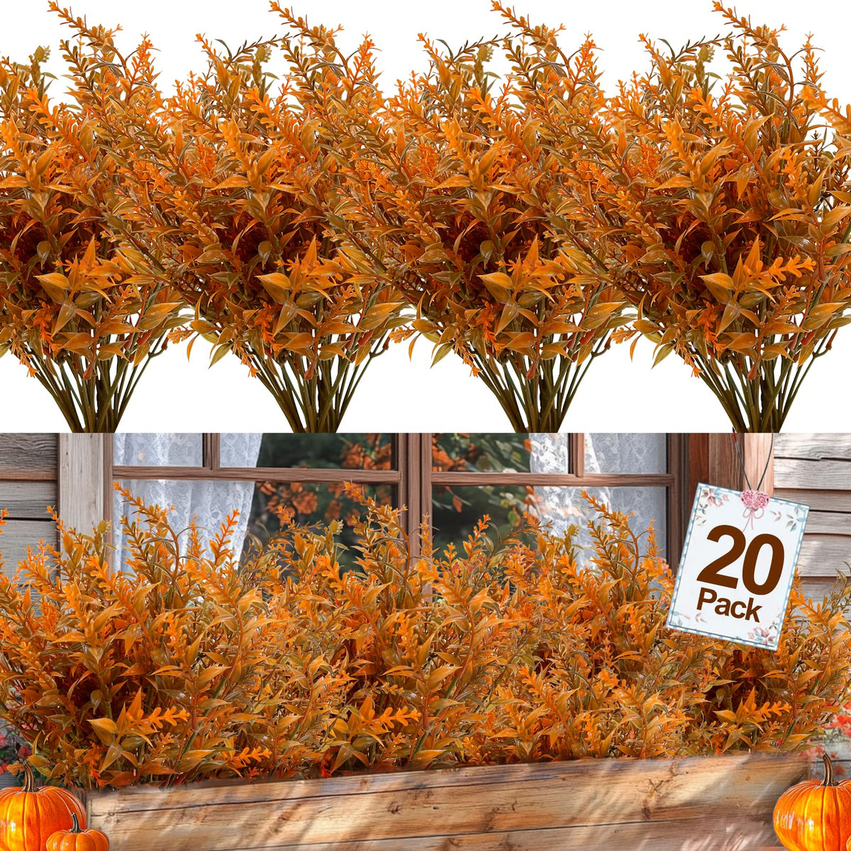 TURNMEON 10 Bundles Artificial Fall Flowers for Outdoors Fall Decorations