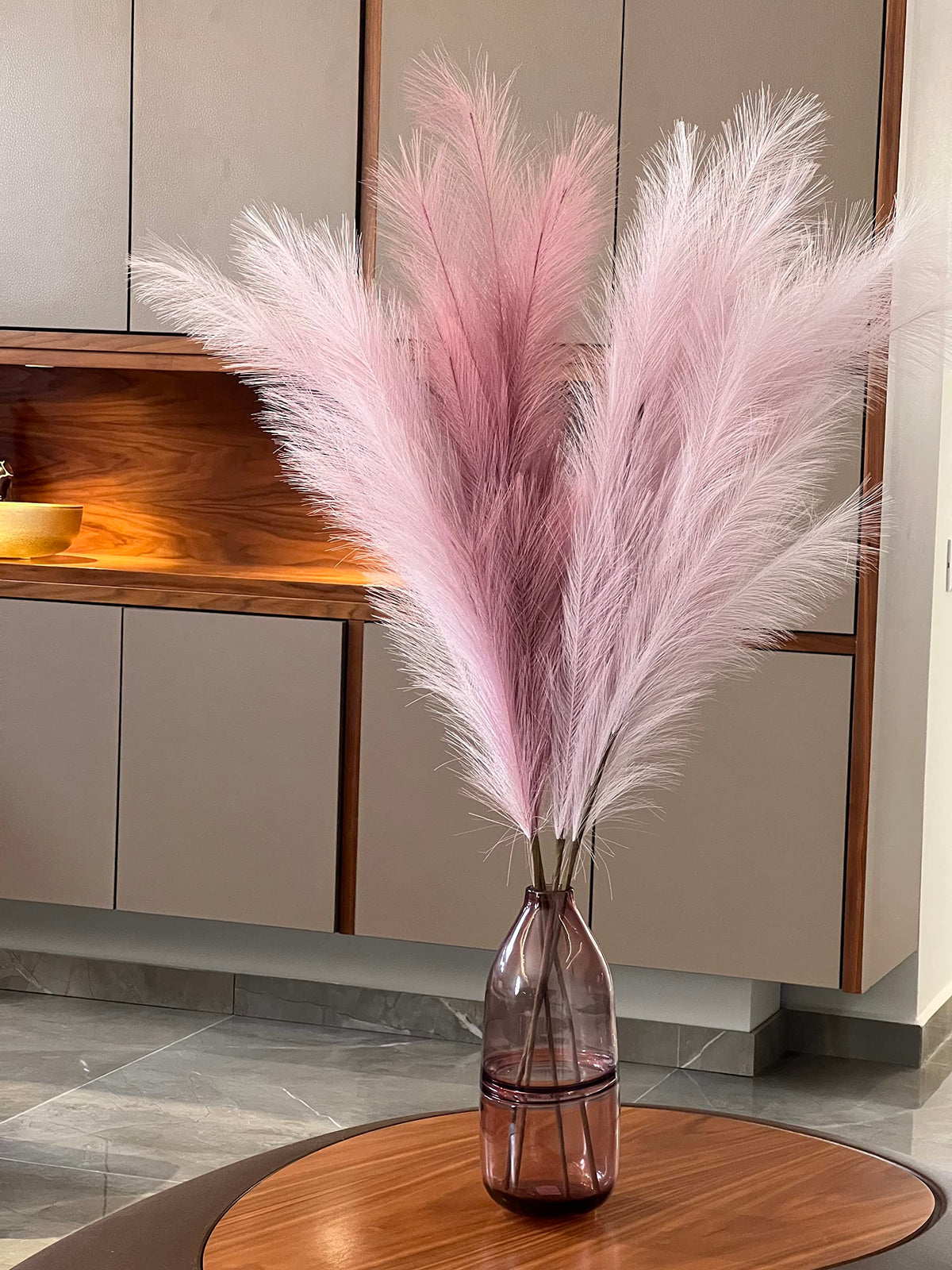 43" / 3.6 ft Pampas Grass Tall 4 Pcs - Artificial Large Pampas Grass Decor for Floor Vase, Room Decor, Home Decor, Boho Decor (Coffee & Cream)