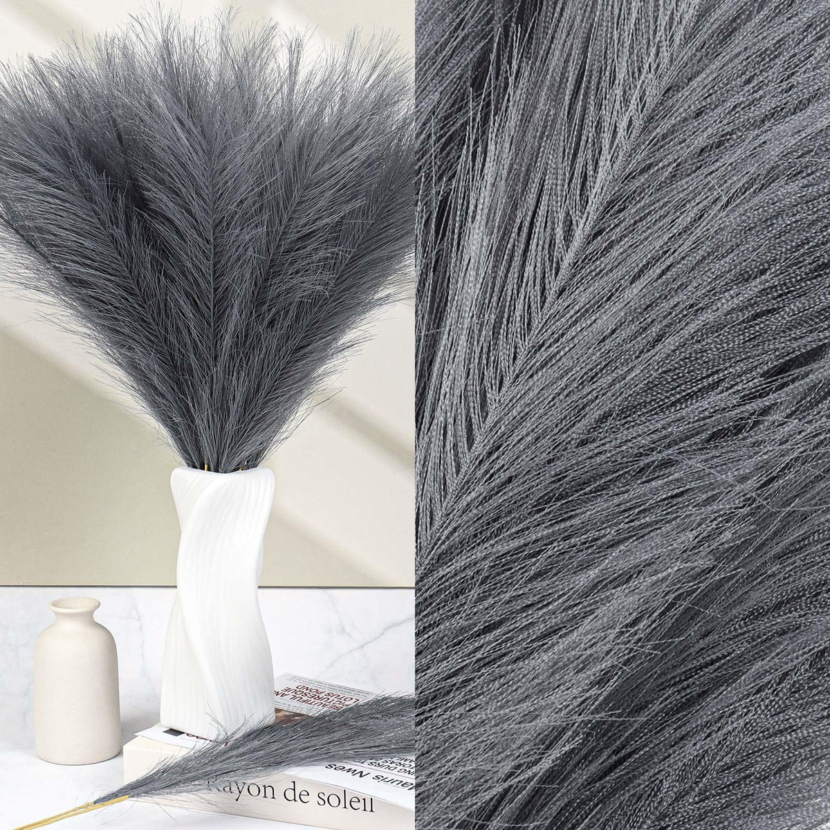 30pcs Pampas Grass Decor,21" Artificial Pompous Grass Bulk,Small Vase Filler Pompas Grass for Home Wedding Living Room Wall Party Decoration (Beige,Light Brown, 21 Inch 30 Pcs)