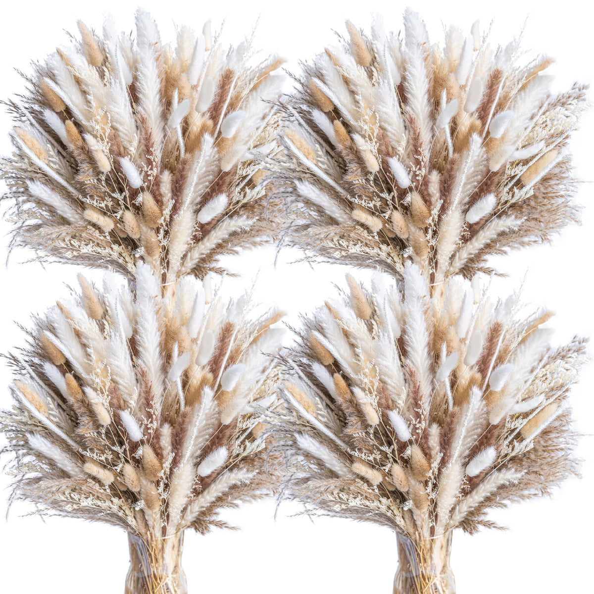 96PCS Natural Dried Pampas Grass Boho Home Decor Bouquet Phragmites Dried Flowers Bouquet for Wedding Floral Arrangements Living Room Decorations (96PCS)