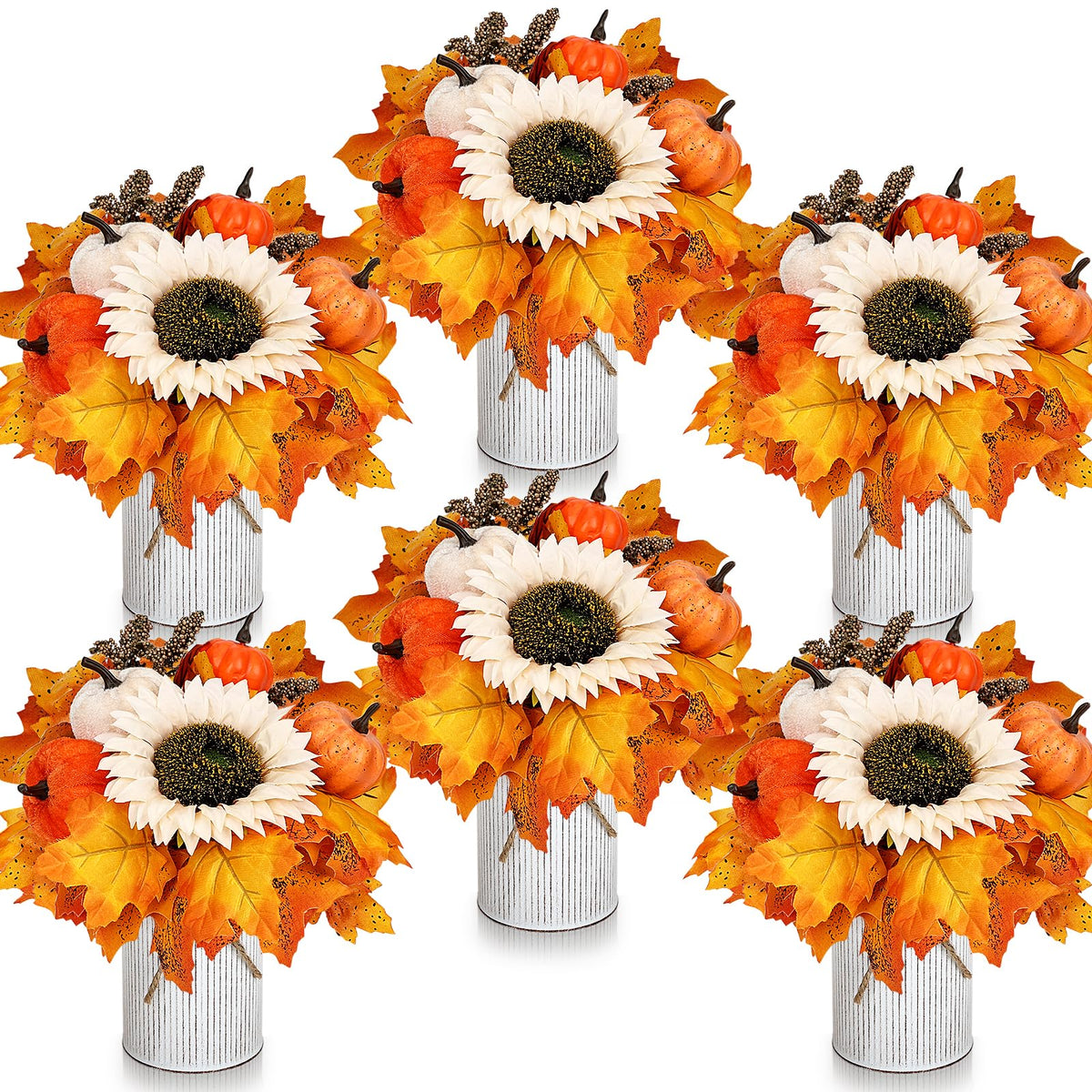 Fall Decor Flower Table Centerpieces, Set of 6 Pre-Made