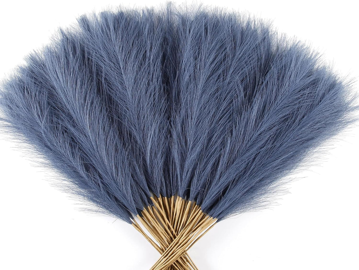Navy Blue Faux Pampas 60PCS 21.7" for Boho Vase Filler Decor