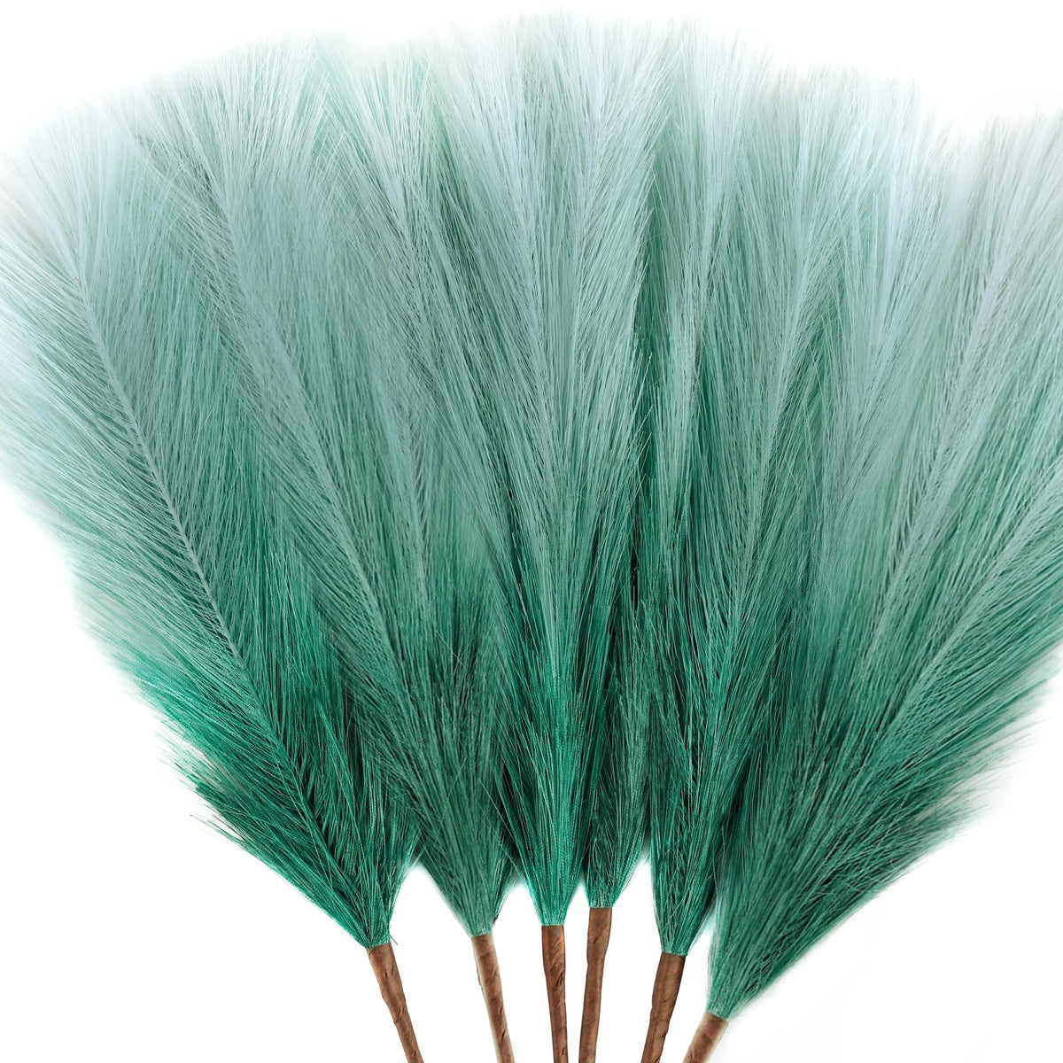 6 PCS Faux Pampas Grass Arrangement - 18"/45cm Artificial Fluffy Pompous Grass Stems for Boho Chic Home and Wedding Decor (Sage Green Gradient)