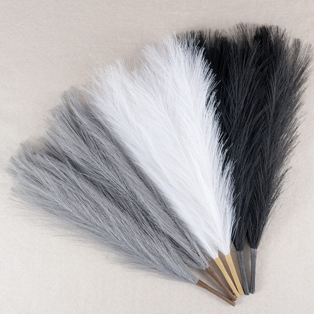 Faux Pampas Grass, 18"/45cm Artificial Pampas Grass Fluffy 6 Stem pompous Grass Flower Arrangement for Boho Home Wedding Decoration (Beige,Taupe)