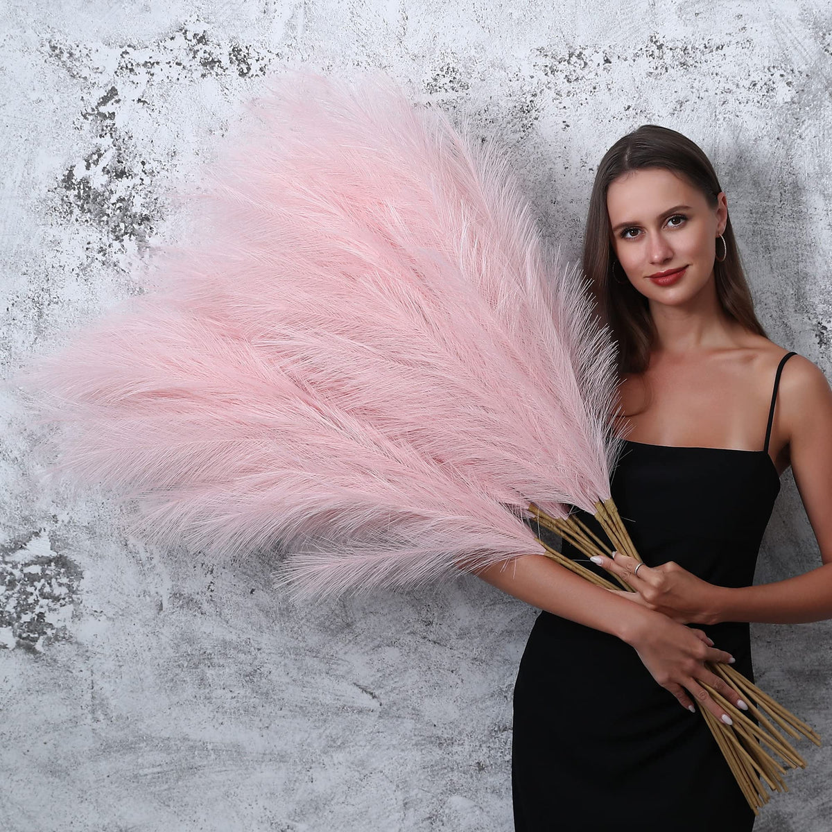 Wertuirk 8 Pcs 45 inch Tall Faux Brown Pampas Grass Decor