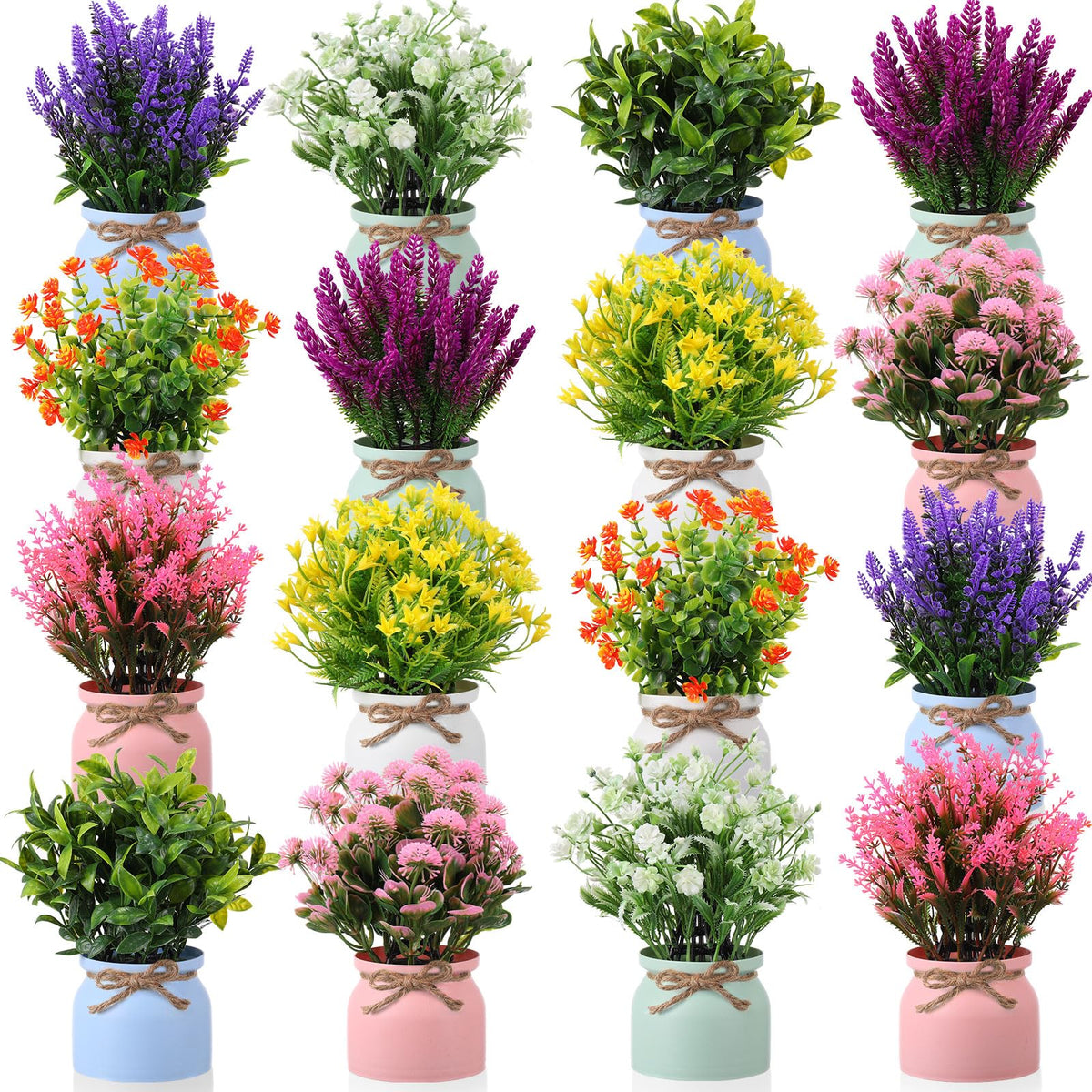 Cindeer 8 Pcs Large Artificial Potted Flowers Fake Potted Plants for Home